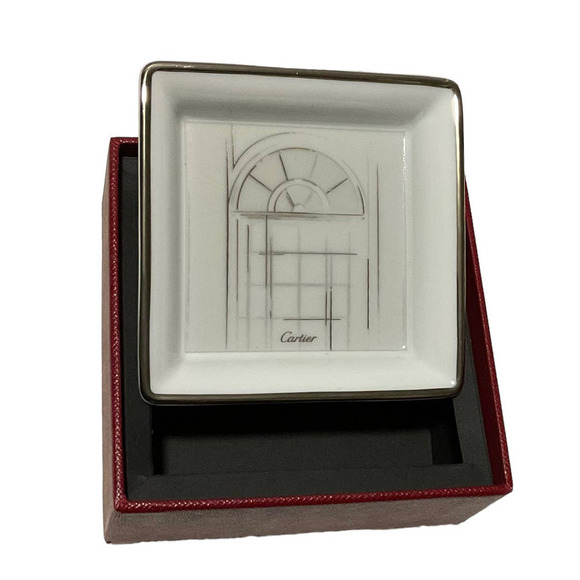 CARTIER Vintage Mini Jewelry Tray with Rue de la Paix Platinum Finish Motif - Picture 9 of 11